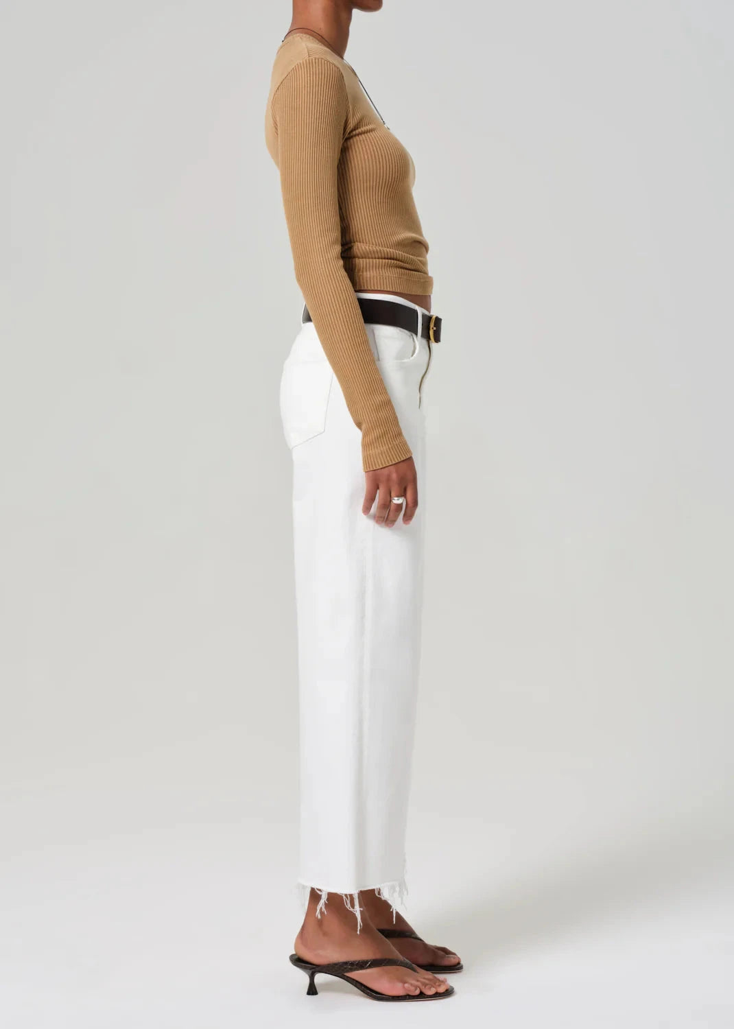 Lyra Wide Leg Crop Jeans in Soft White-Denim-Uniquities