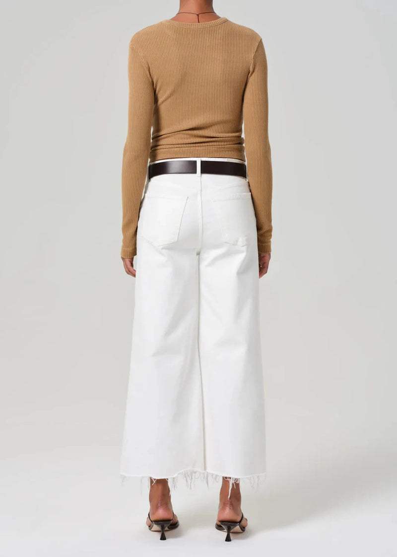 Lyra Wide Leg Crop Jeans in Soft White-Denim-Uniquities
