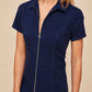 Short Sleeve Zip Front Dress-Dresses-Uniquities