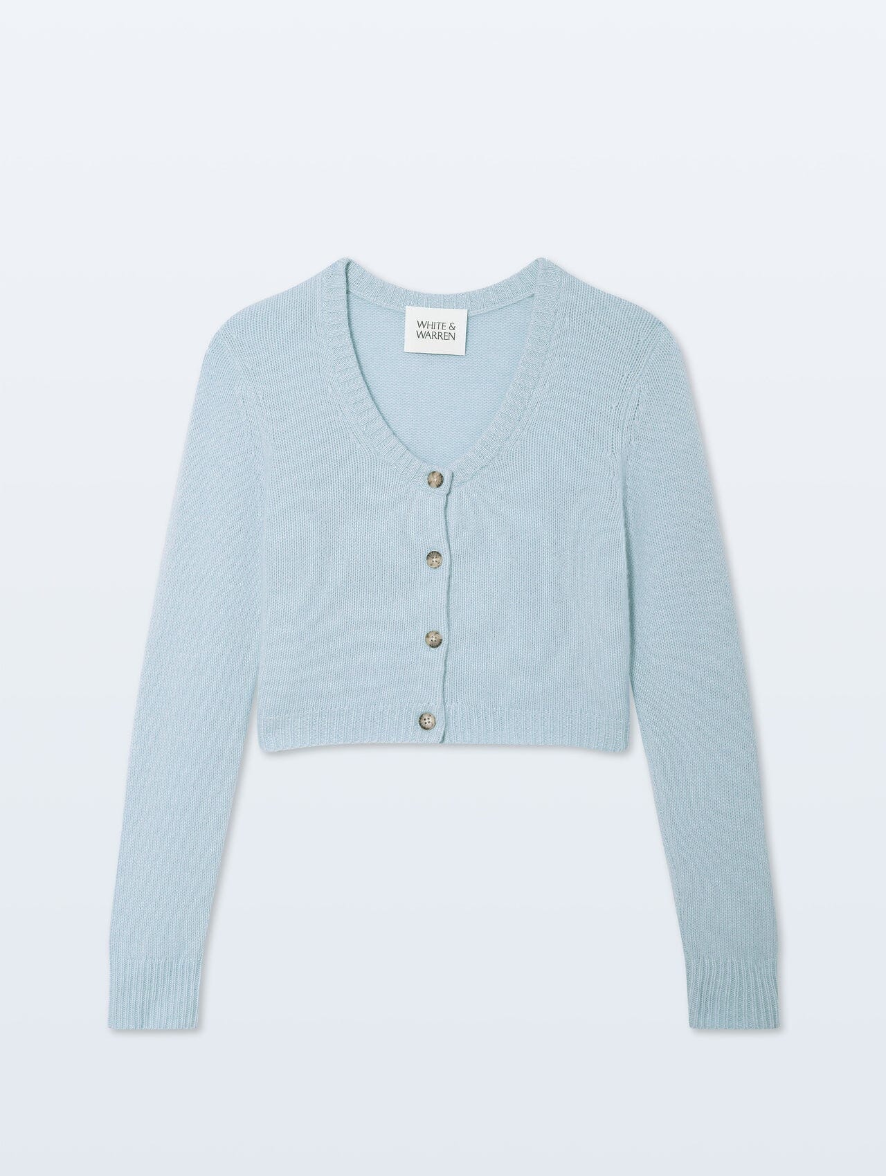 Cashmere Scoop Crop Cardigan White + Warren 
