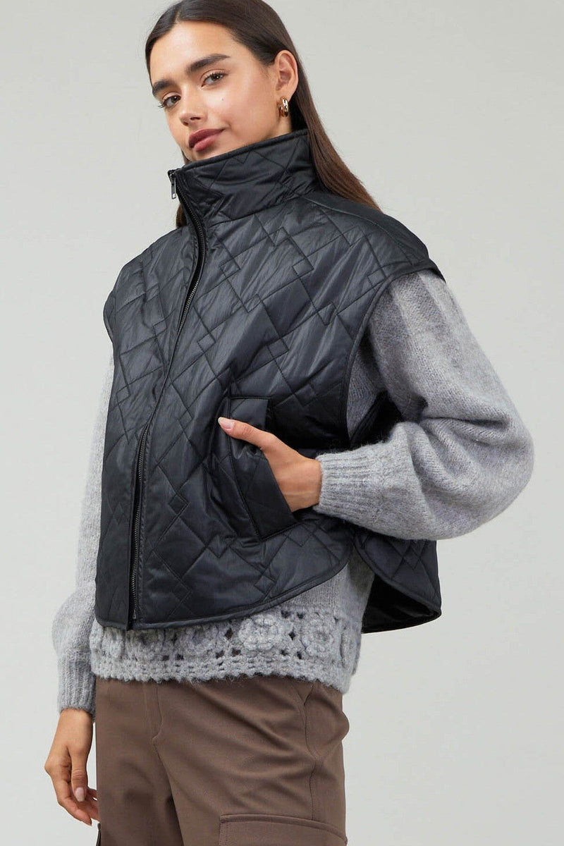Quilted Coated Margo Vest-Jackets-Uniquities