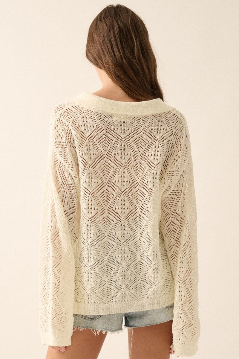 Talia Crochet Sweater Top-Sweaters-Uniquities
