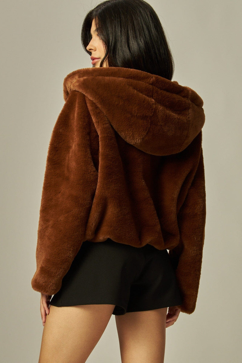 Faux Fur Hooded Jacket-Jackets-Uniquities