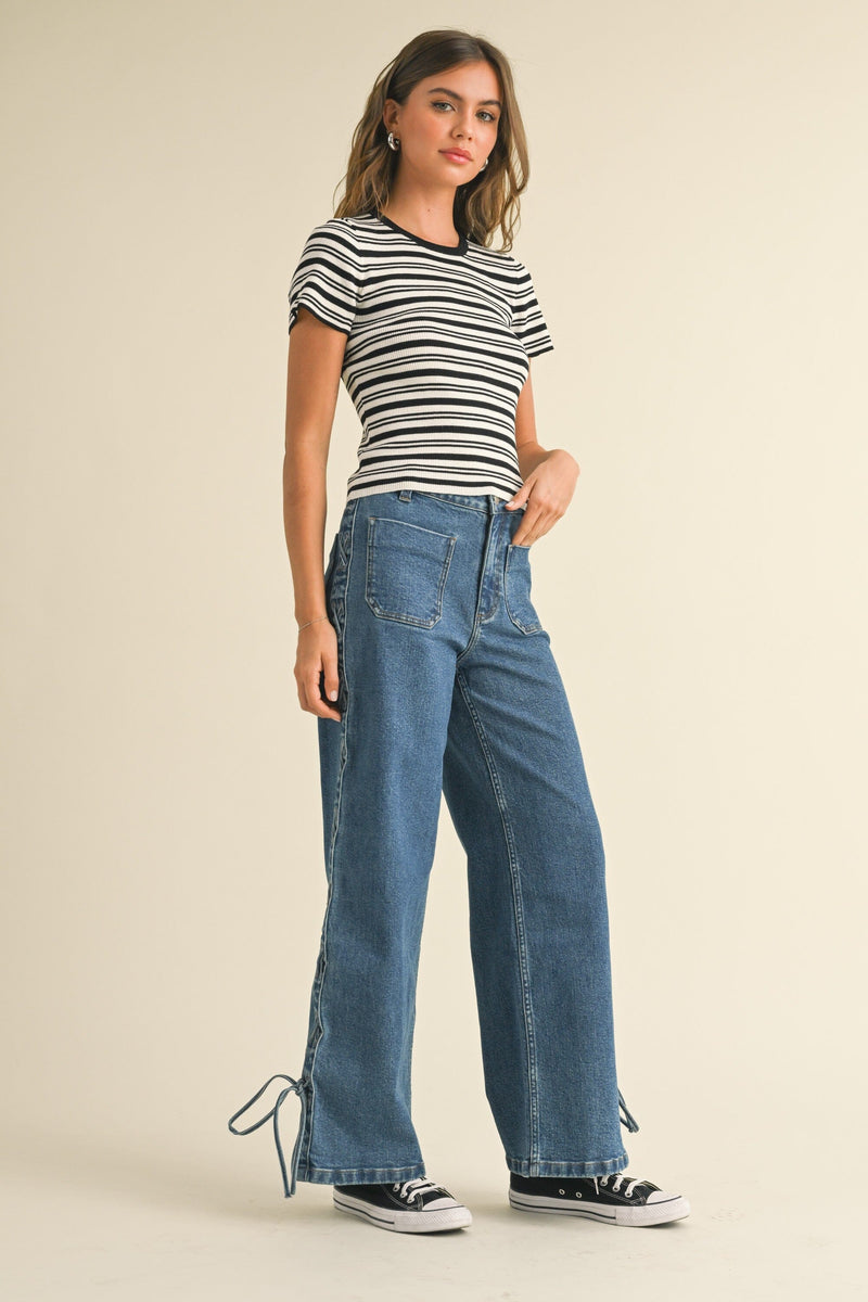 Fia Striped Tee-Tee Shirts-Uniquities