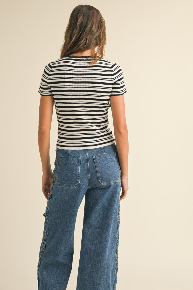 Fia Striped Tee-Tee Shirts-Uniquities