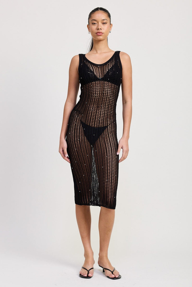 Kiana Crochet Beaded Cover Up-Dresses-Uniquities
