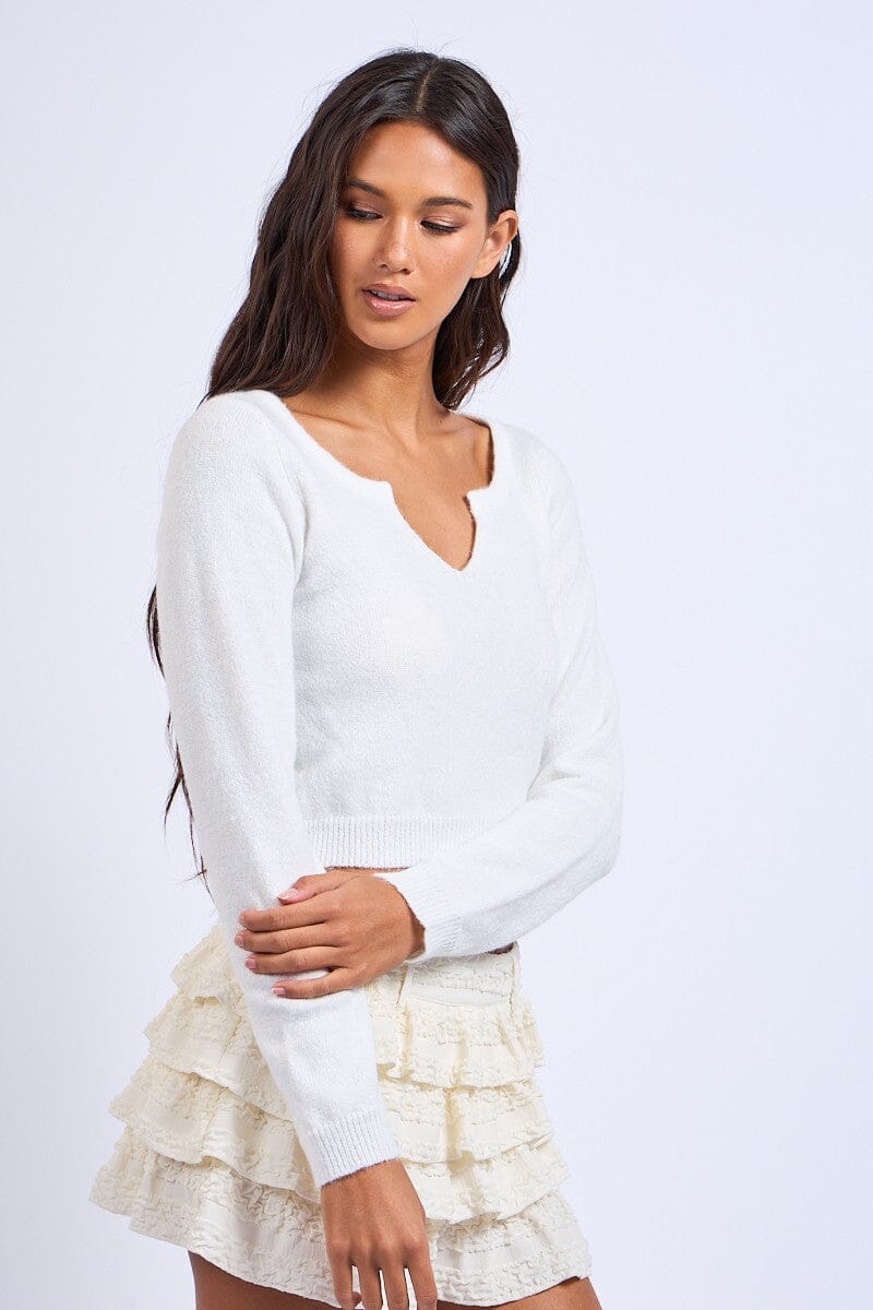Cropped Knit Sweater Top-Sweaters-Uniquities