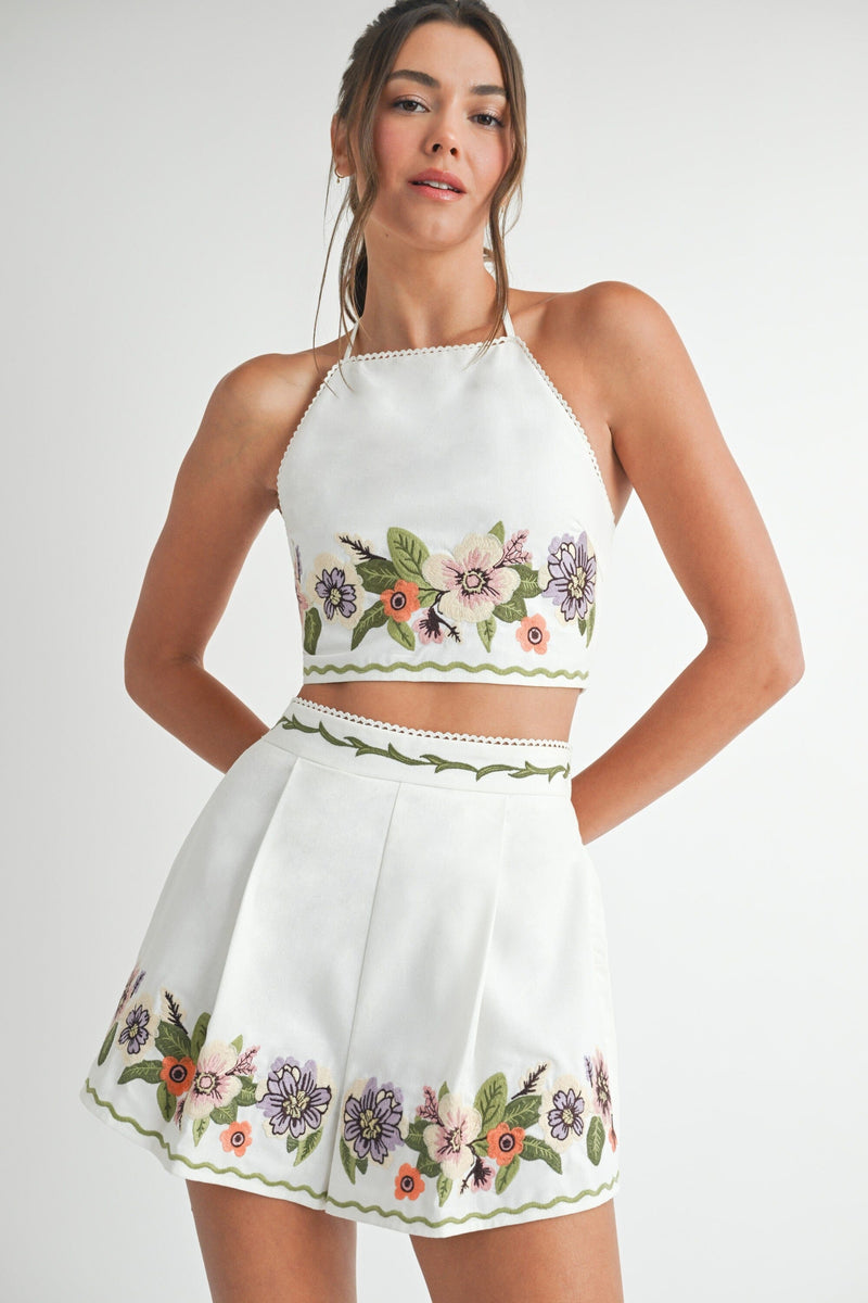 Cora Embroidered Short-Bottoms-Uniquities