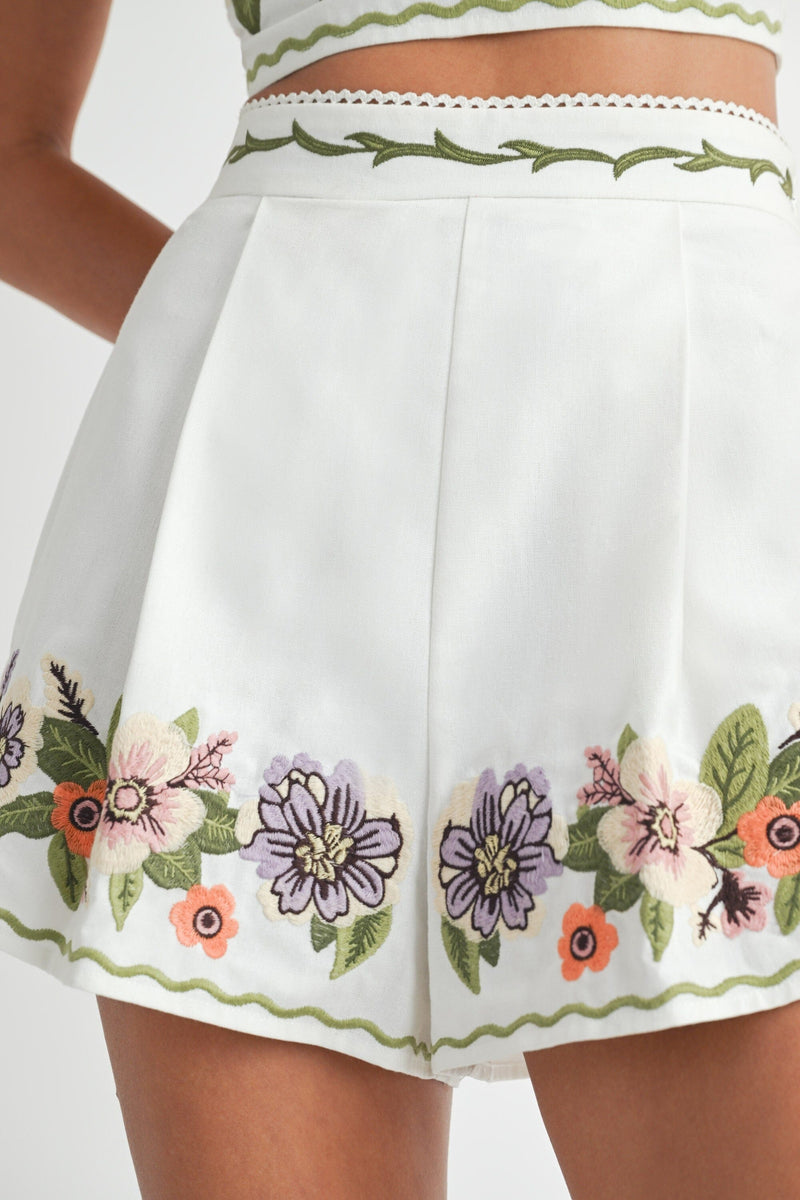 Cora Embroidered Short-Bottoms-Uniquities