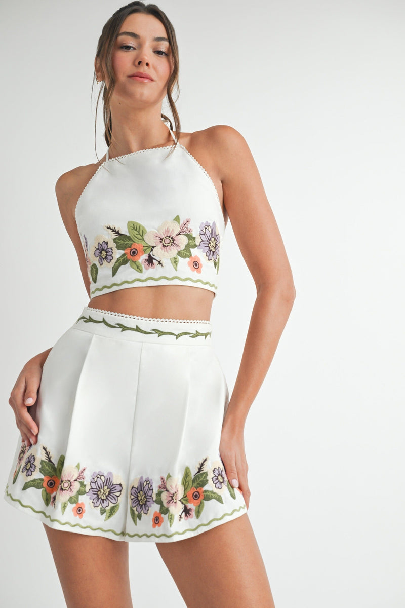 Cora Embroidered Short-Bottoms-Uniquities