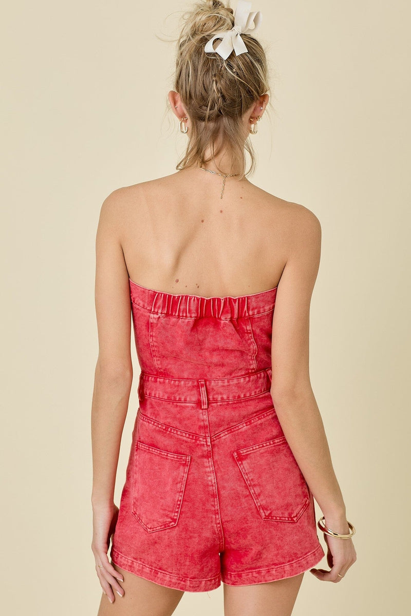 Bella Strapless Denim Romper-Jumpsuits & Rompers-Uniquities