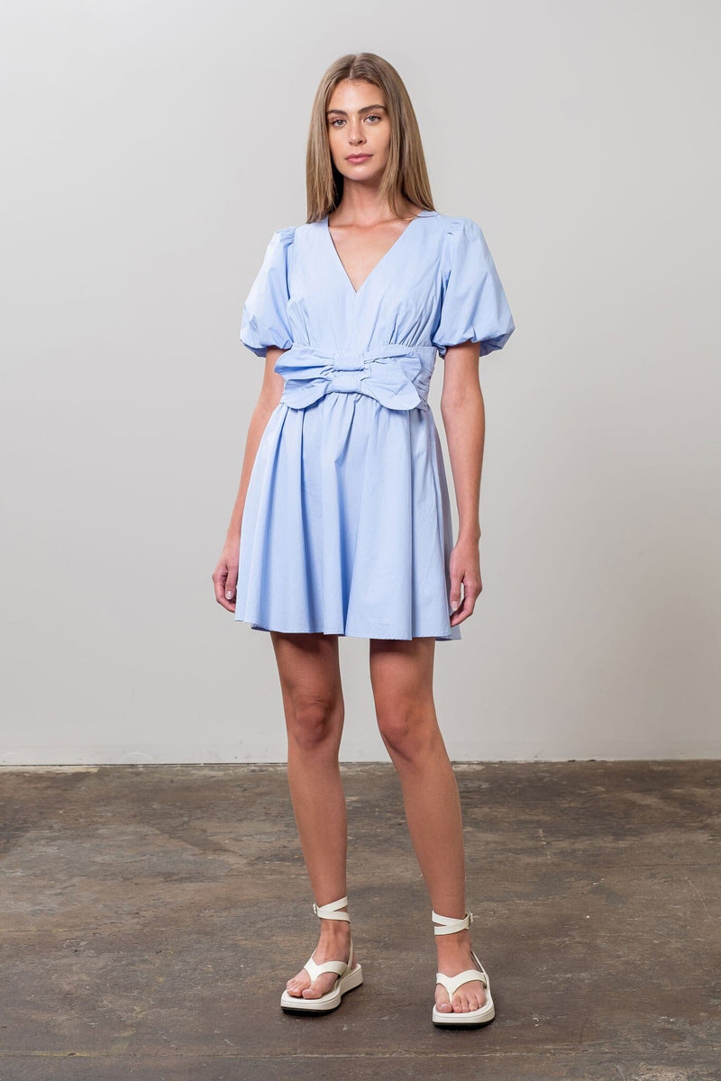 Kaitlyn Front Bow Mini Dress-Dresses-Uniquities