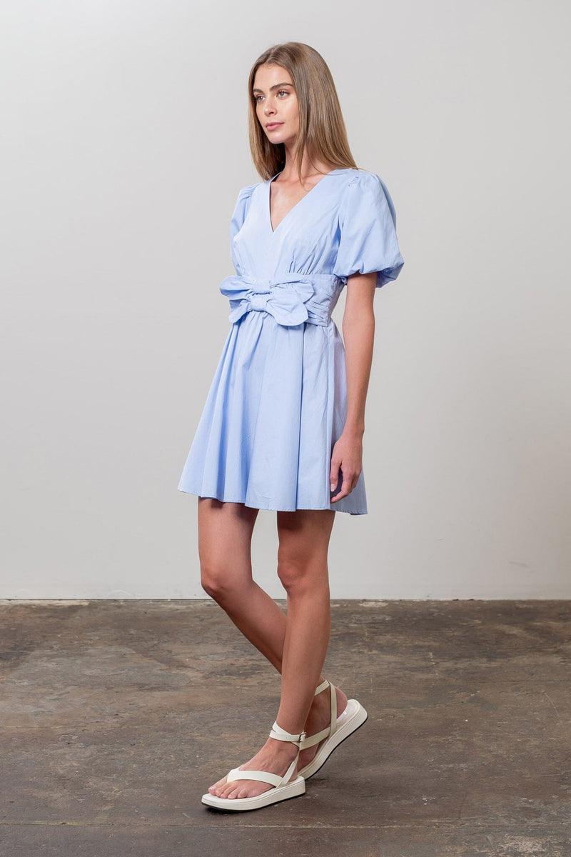 Kaitlyn Front Bow Mini Dress-Dresses-Uniquities