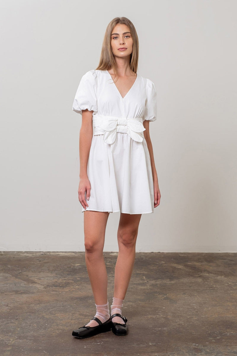 Kaitlyn Front Bow Mini Dress-Dresses-Uniquities