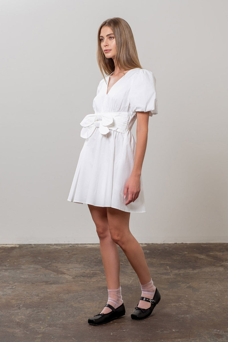 Kaitlyn Front Bow Mini Dress-Dresses-Uniquities