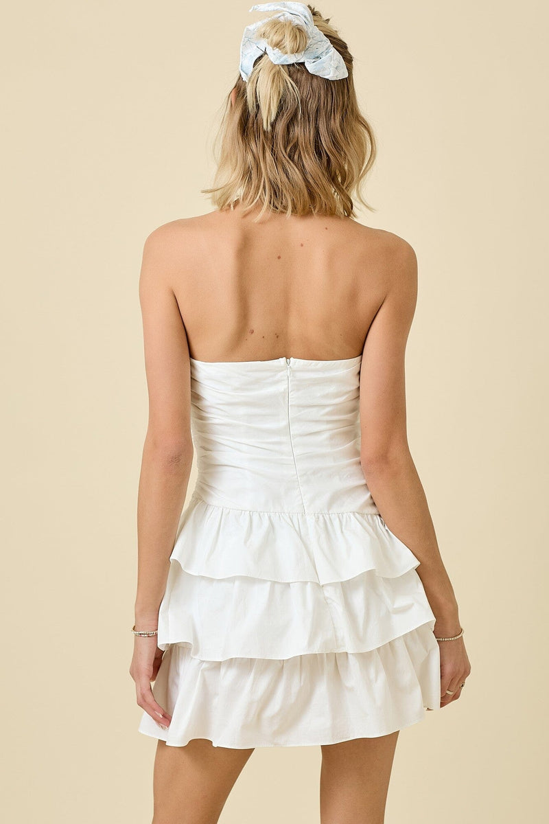 Amelia Tiered Poplin Romper-Jumpsuits & Rompers-Uniquities