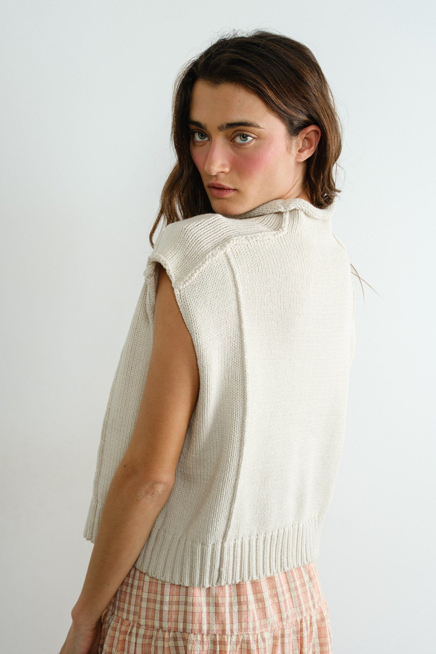 Emmie Mock Neck Vest-Sweaters-Uniquities