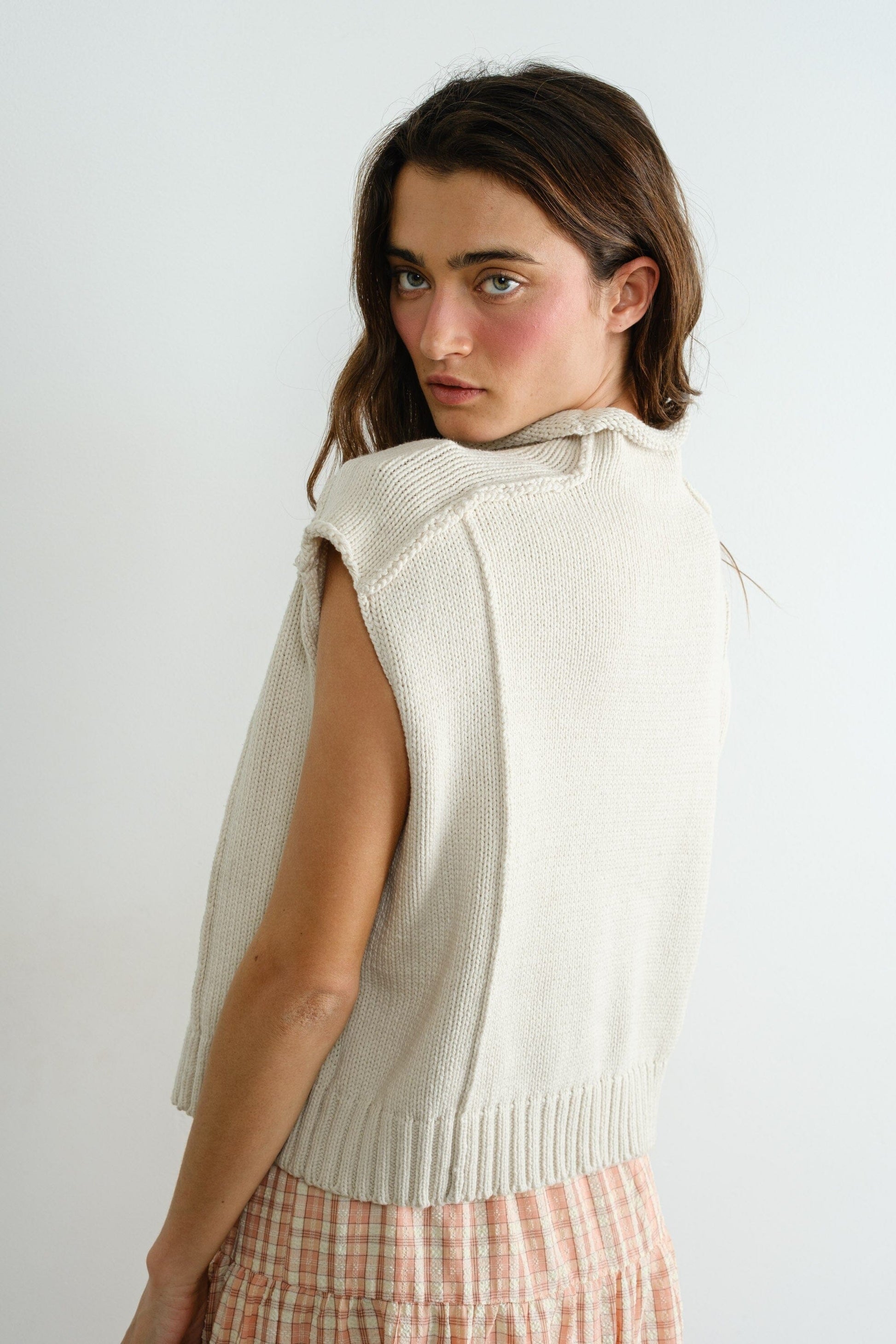 Emmie Mock Neck Vest-Sweaters-Uniquities