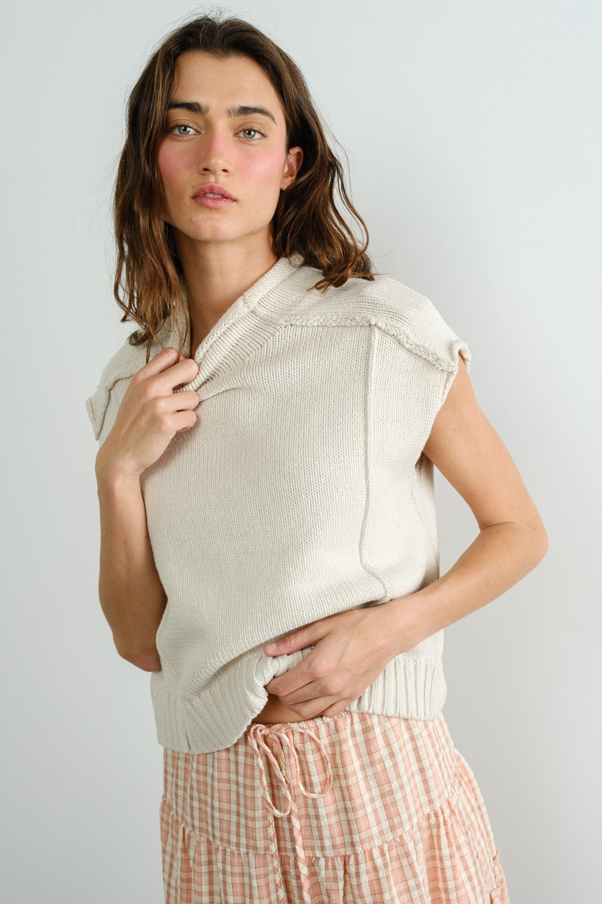 Emmie Mock Neck Vest-Sweaters-Uniquities