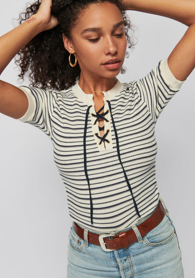 Reeve Lace Up Tee-Tops/Blouses-Uniquities
