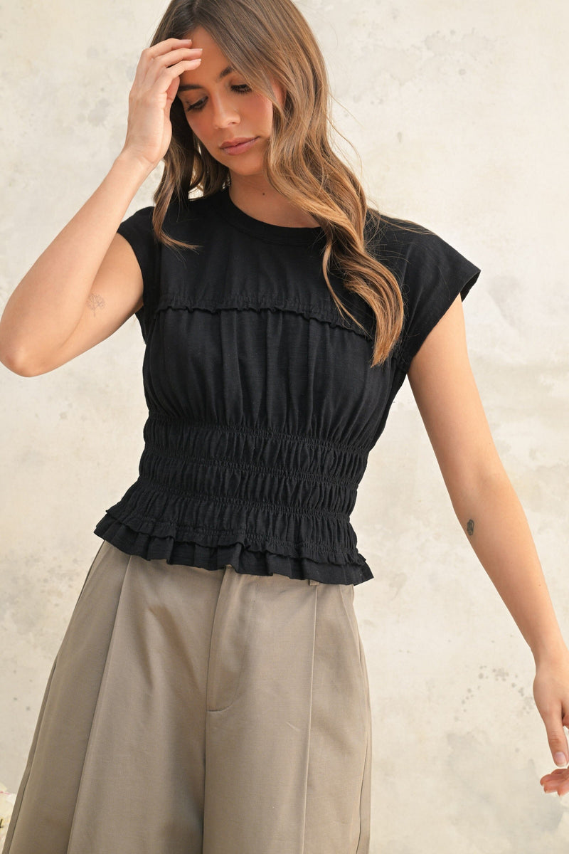 Alyssa Ruched Top-Tops/Blouses-Uniquities