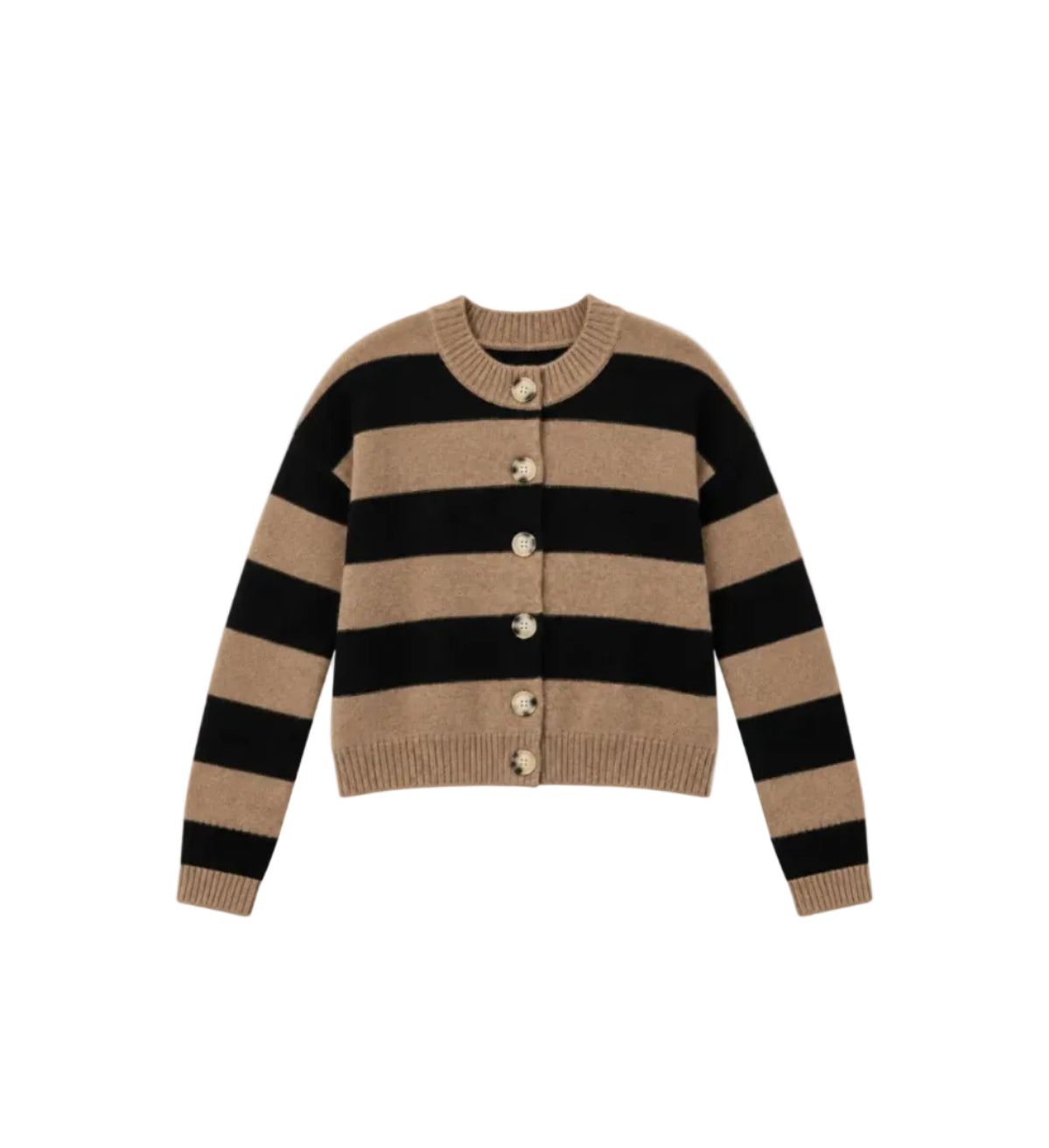 Nina Cashmere Striped Cardigan-Sweaters-Uniquities