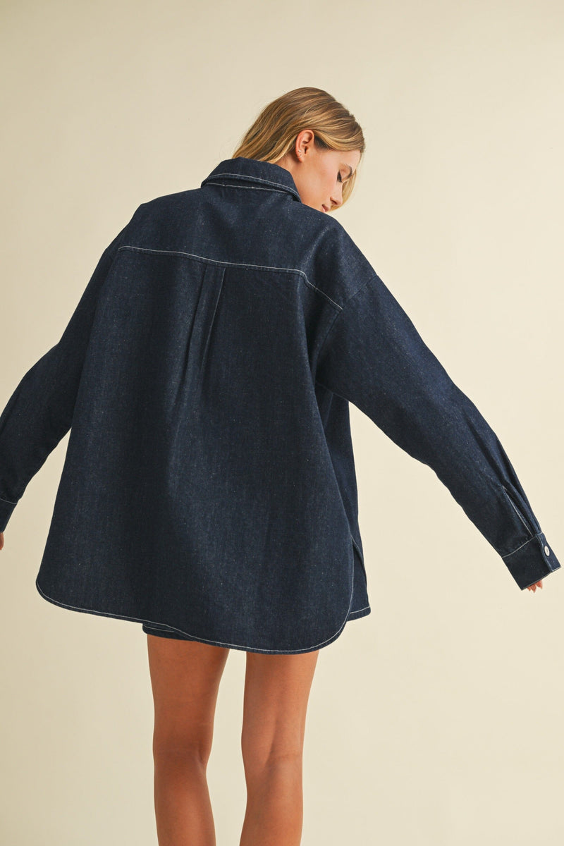 Scarlett Oversized Denim Shirt-Tops/Blouses-Uniquities