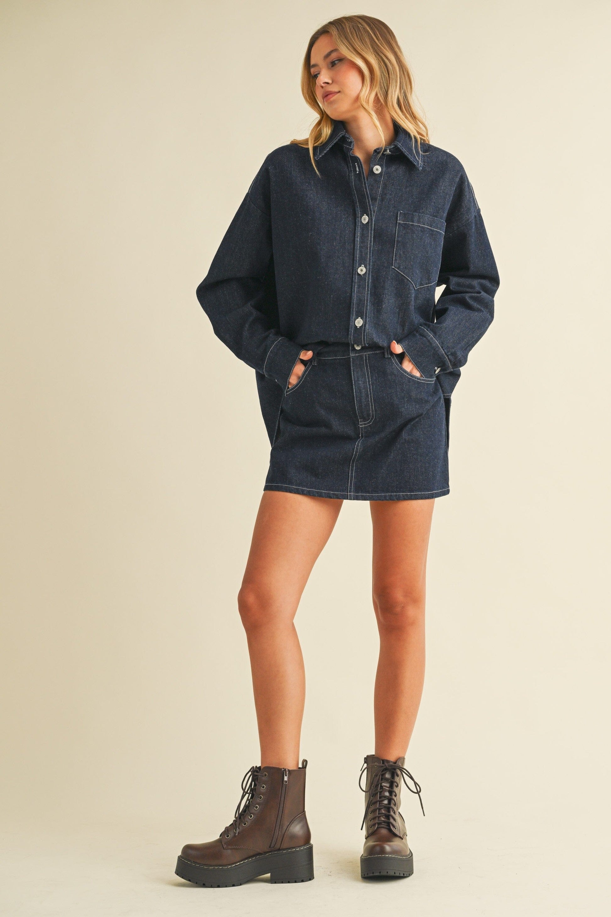 Scarlett Oversized Denim Shirt-Tops/Blouses-Uniquities