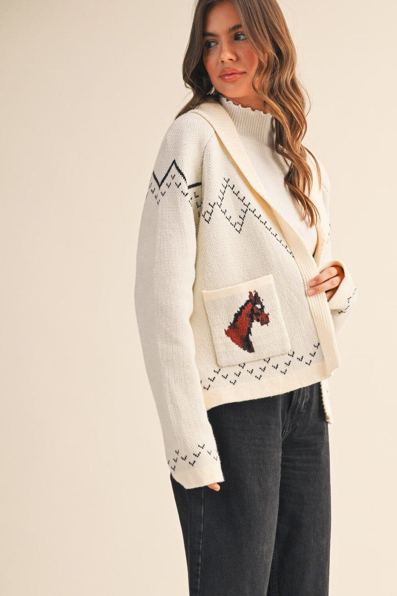 Willow Horse Knit Cardigan-Sweaters-Uniquities