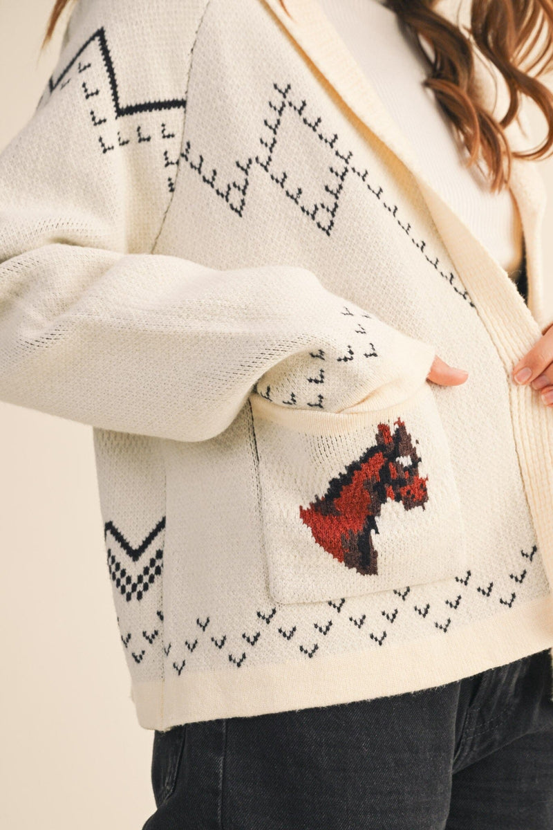 Willow Horse Knit Cardigan-Sweaters-Uniquities