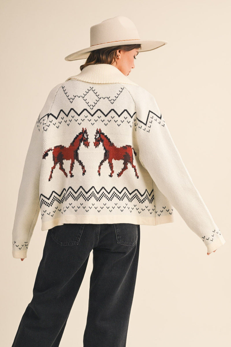 Willow Horse Knit Cardigan-Sweaters-Uniquities