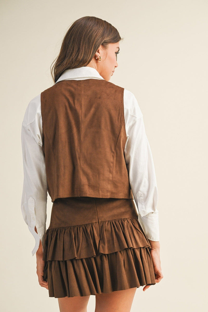 Kat Suede Ruffle Skort-Bottoms-Uniquities