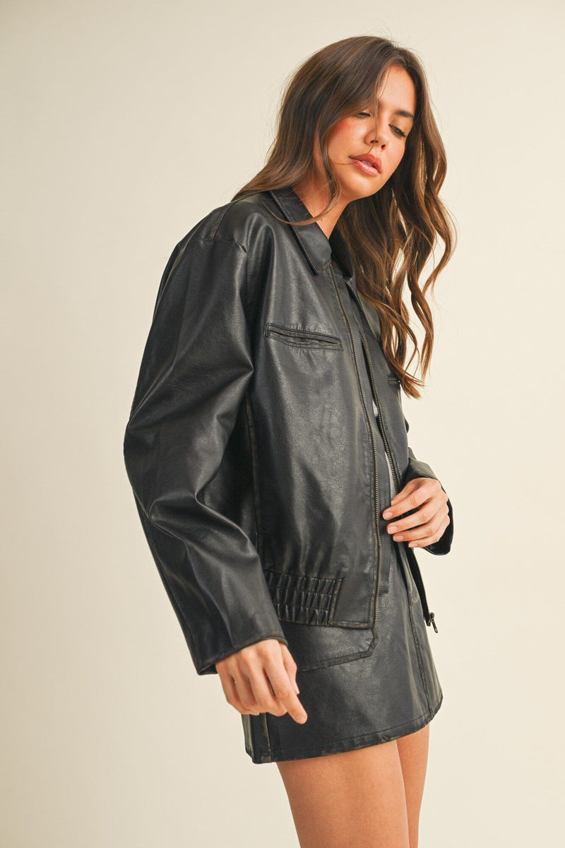 Wren Washed Leather Jacket-Jackets-Uniquities