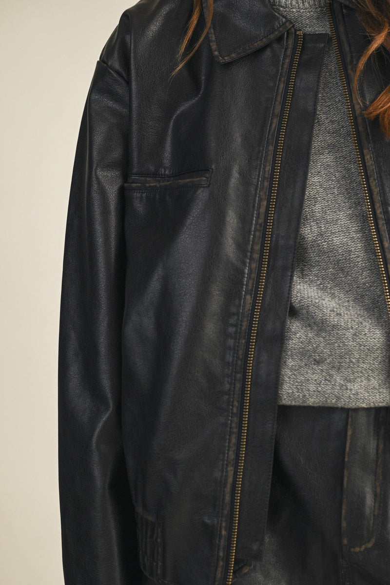 Wren Washed Leather Jacket-Jackets-Uniquities