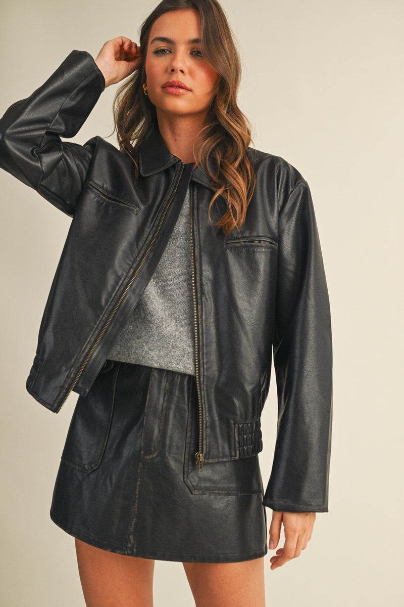 Wren Washed Leather Jacket-Jackets-Uniquities