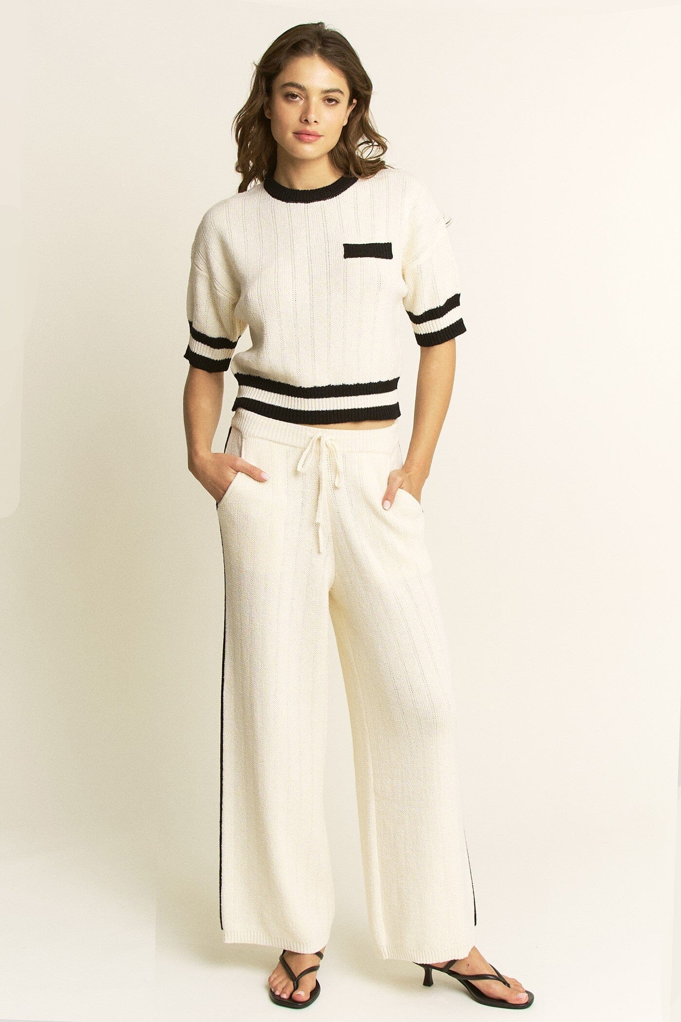 Elle Contrast Knit Top-Sweaters-Uniquities