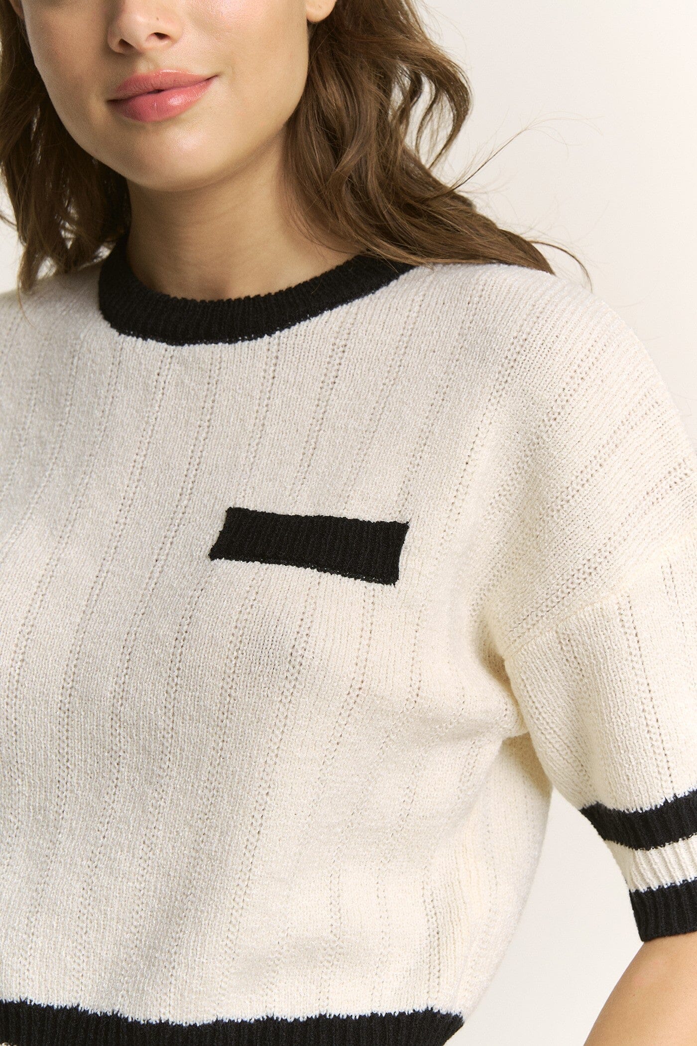 Elle Contrast Knit Top-Sweaters-Uniquities