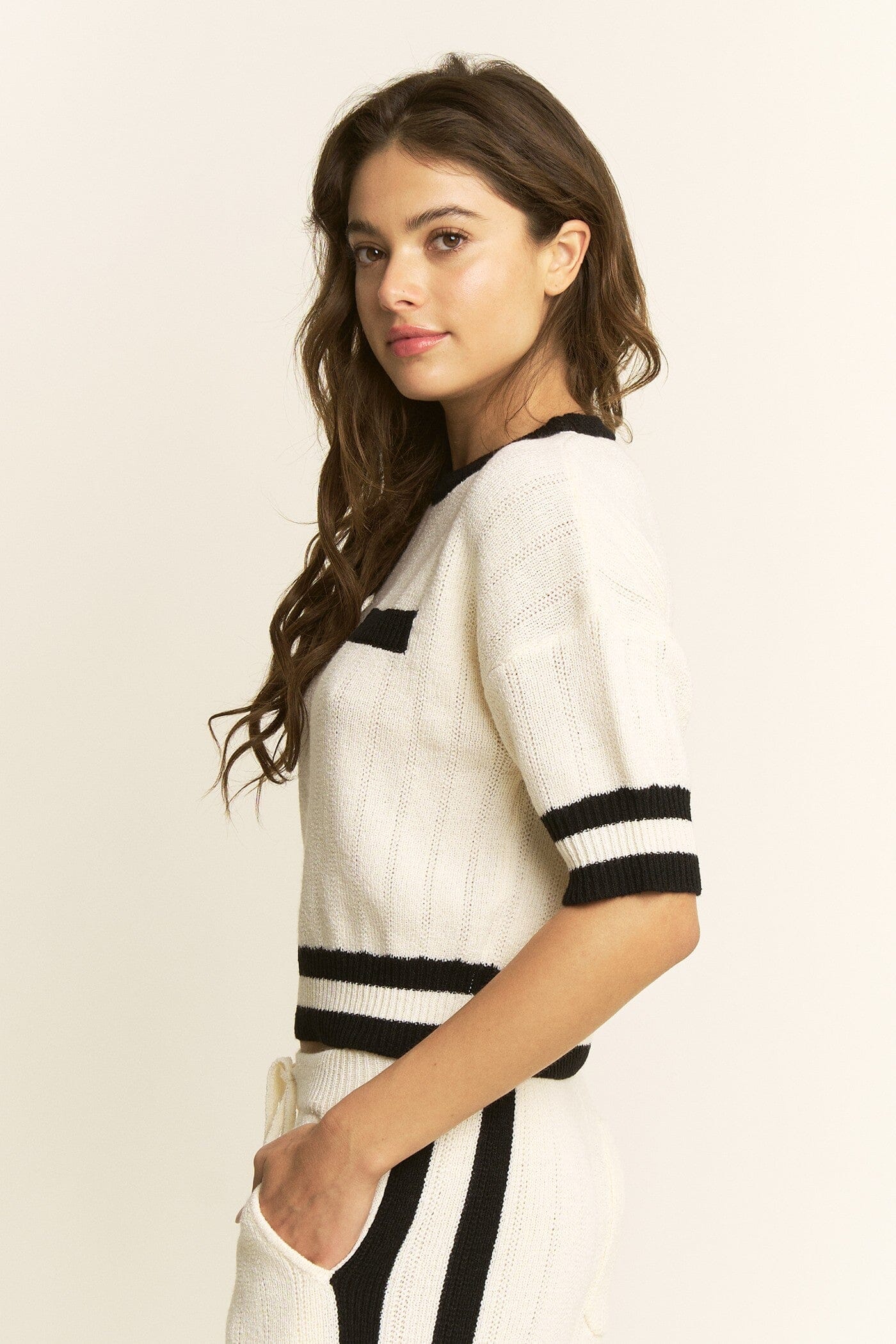 Elle Contrast Knit Top-Sweaters-Uniquities