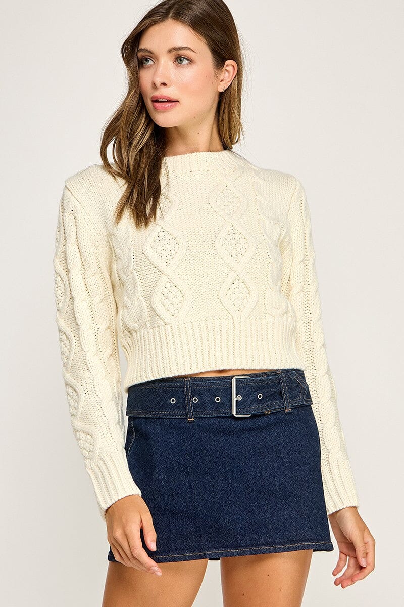 Harlow Cable Knit Sweater-Sweaters-Uniquities