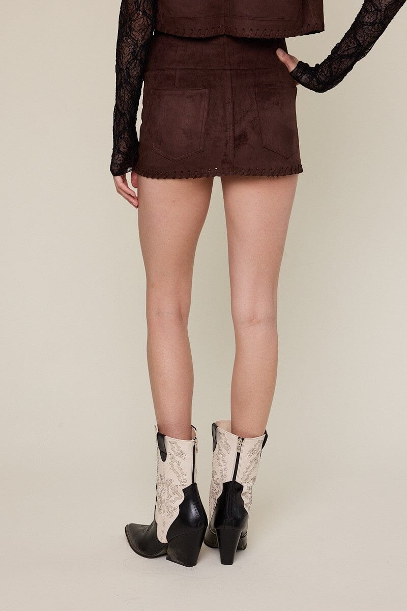 Suede Buckle Mini Skirt-Bottoms-Uniquities