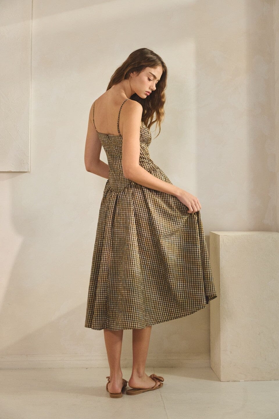 Morgan Smocked Midi Dress-Dresses-Uniquities