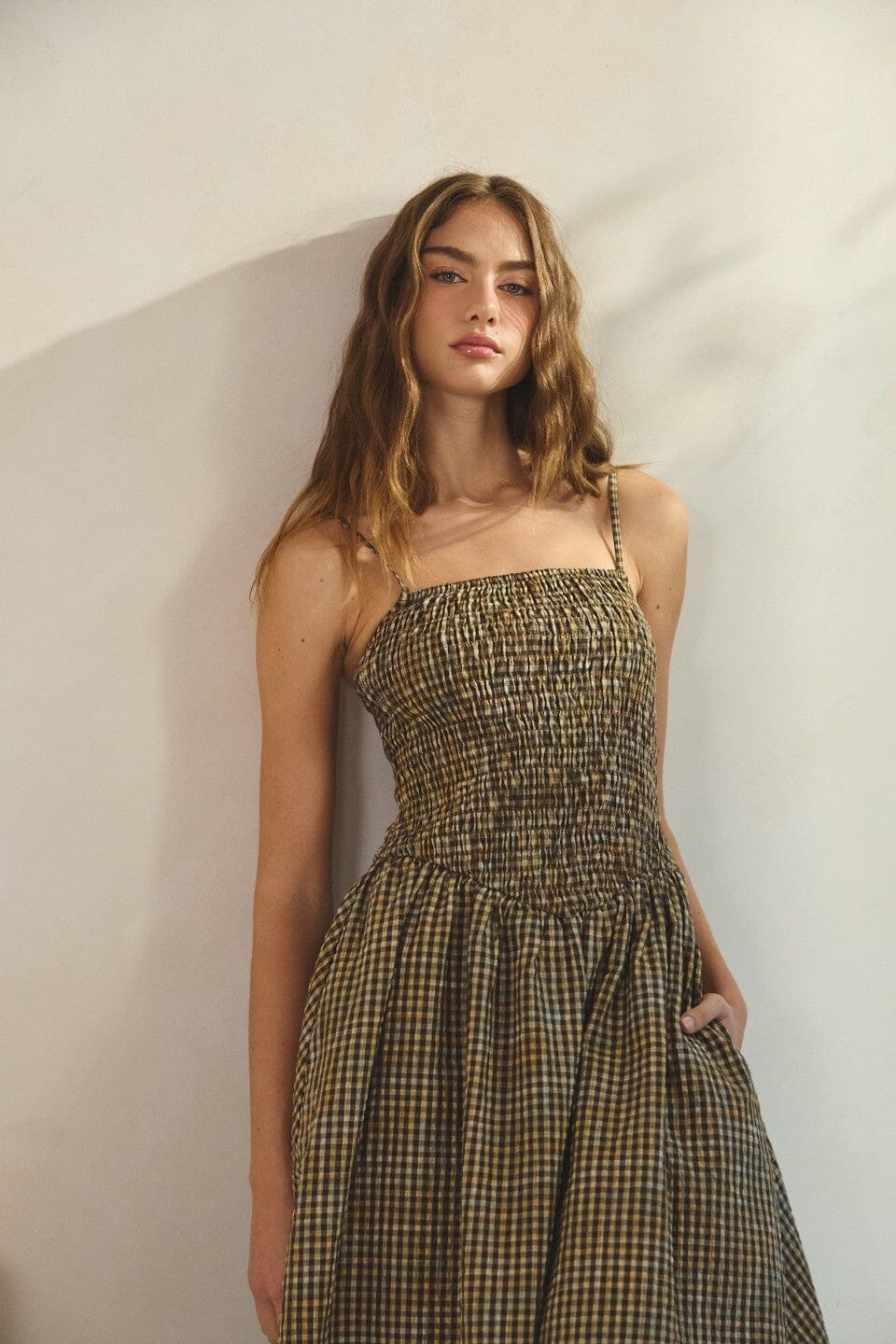 Morgan Smocked Midi Dress-Dresses-Uniquities