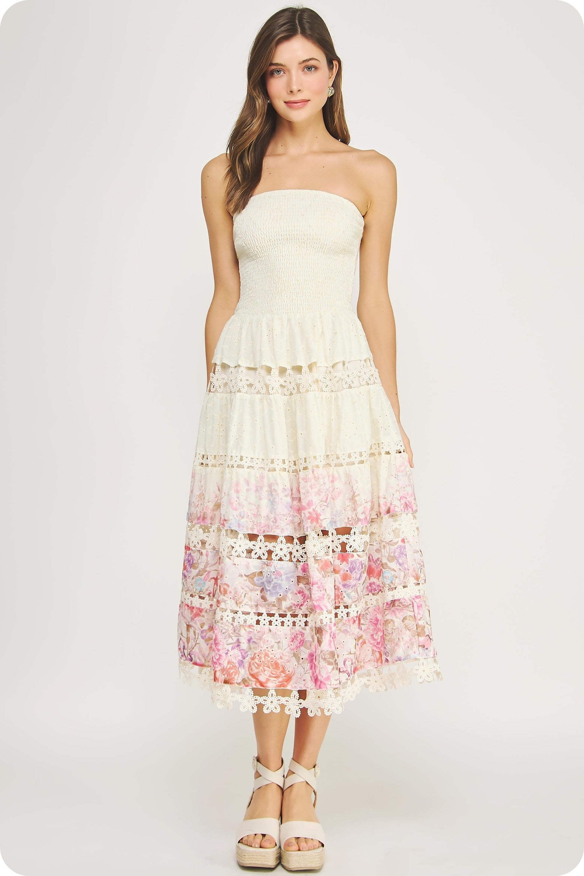 dresses midi length Lilian Midi Dress L / BEIGE