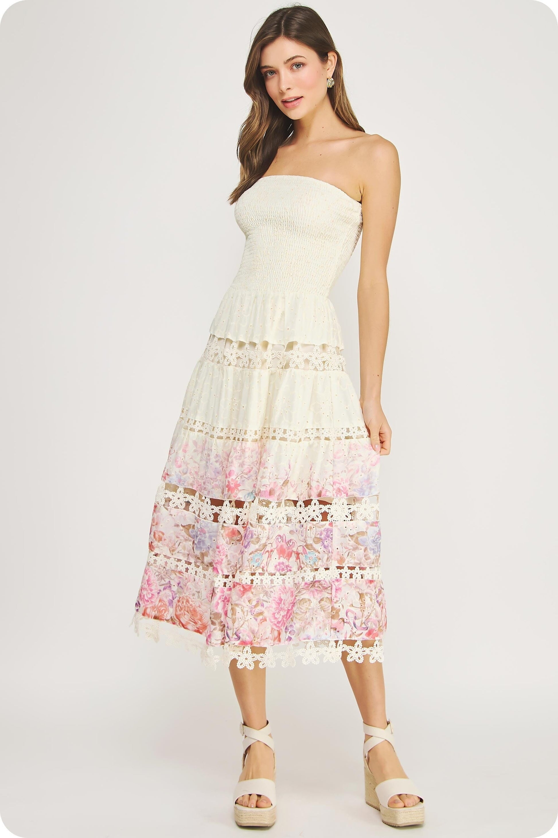 Lilian Midi Dress L / BEIGE