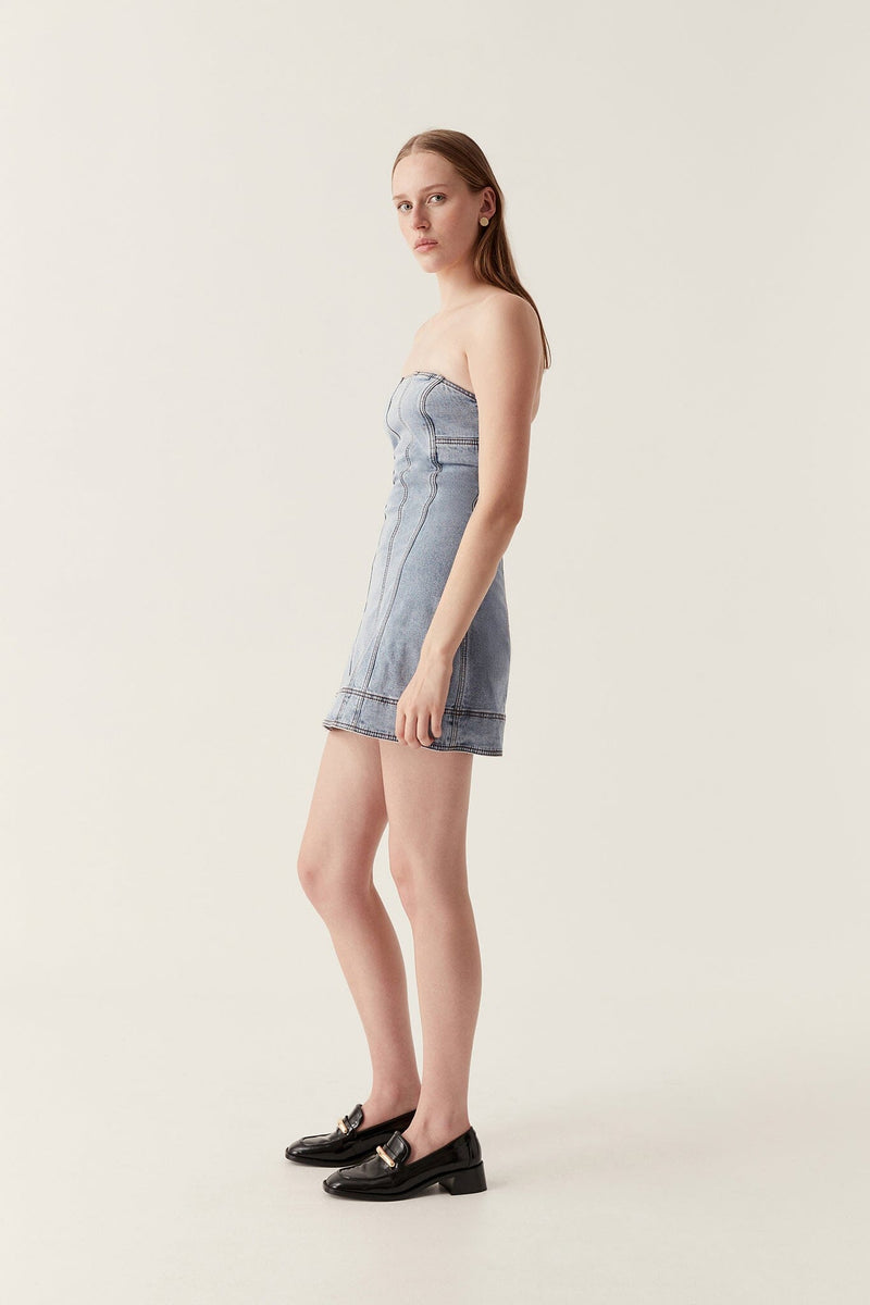 Corie Denim Mini Dress-Dresses-Uniquities