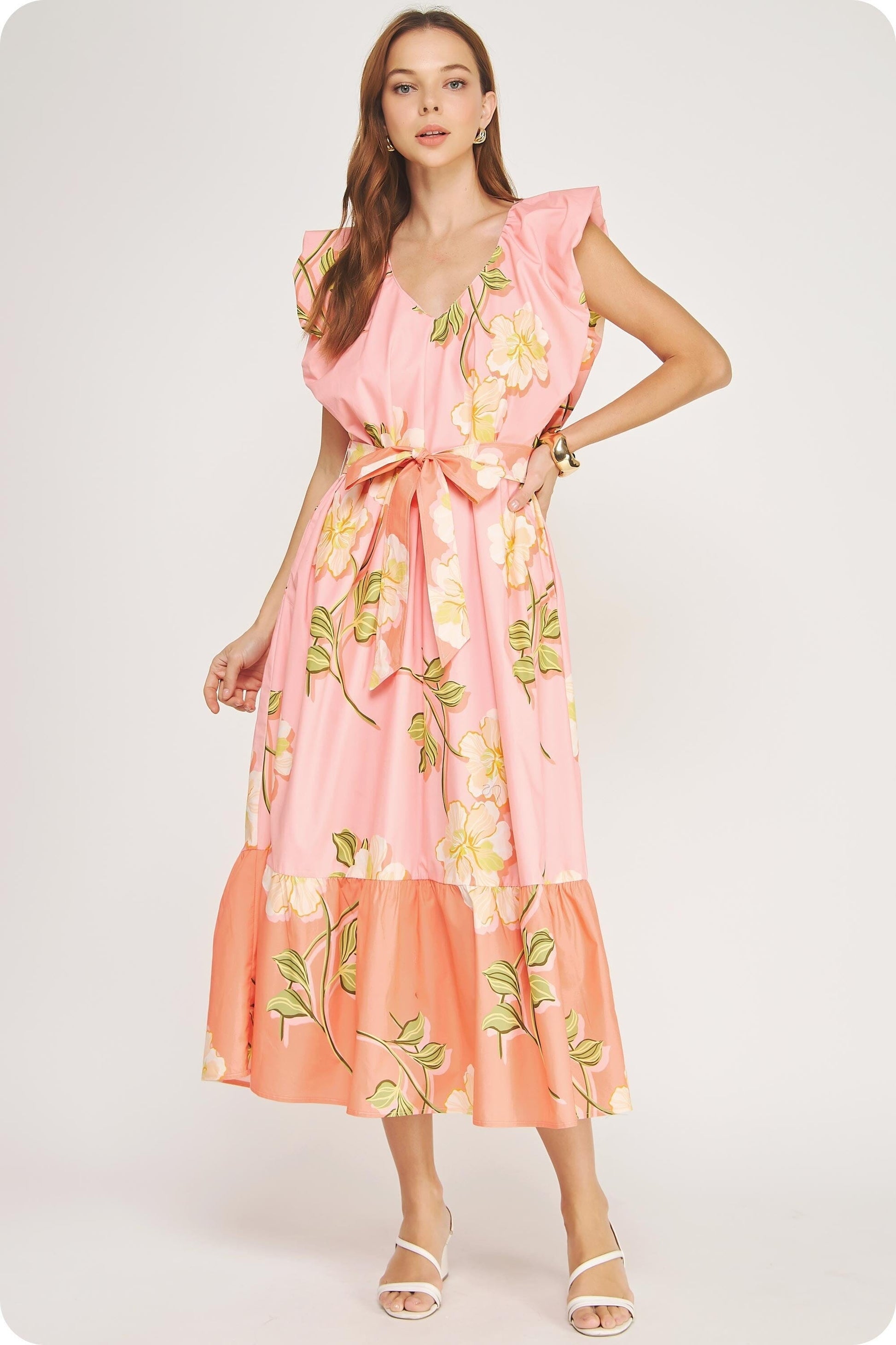 frock dress ladies Brielle Tiered Dress S / PINK