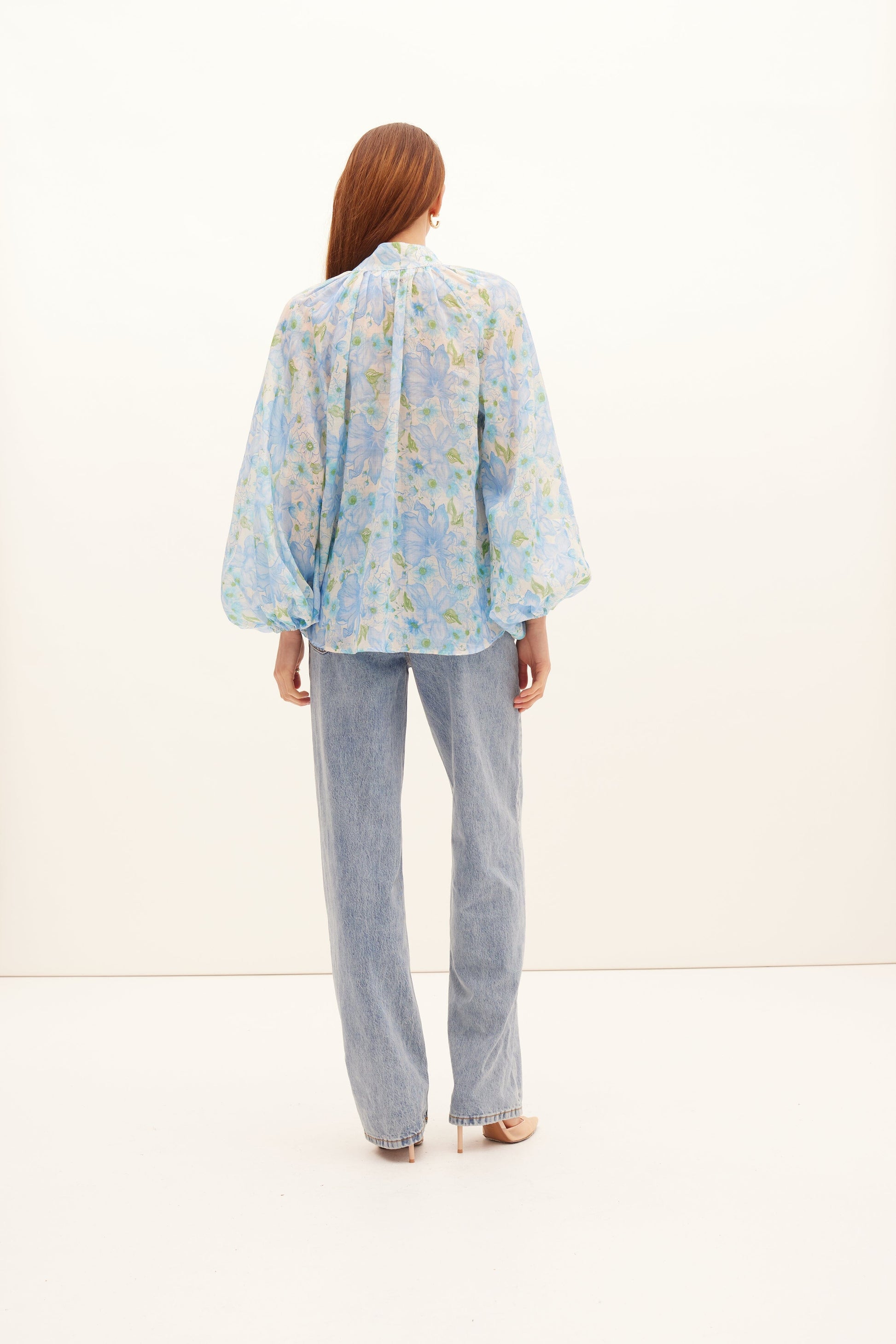 Poinsettia Buttoned Blouse-Tops/Blouses-Uniquities