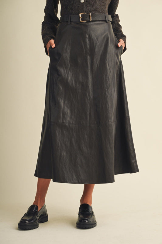 Natalie Belted Midi Skirt-Bottoms-Uniquities