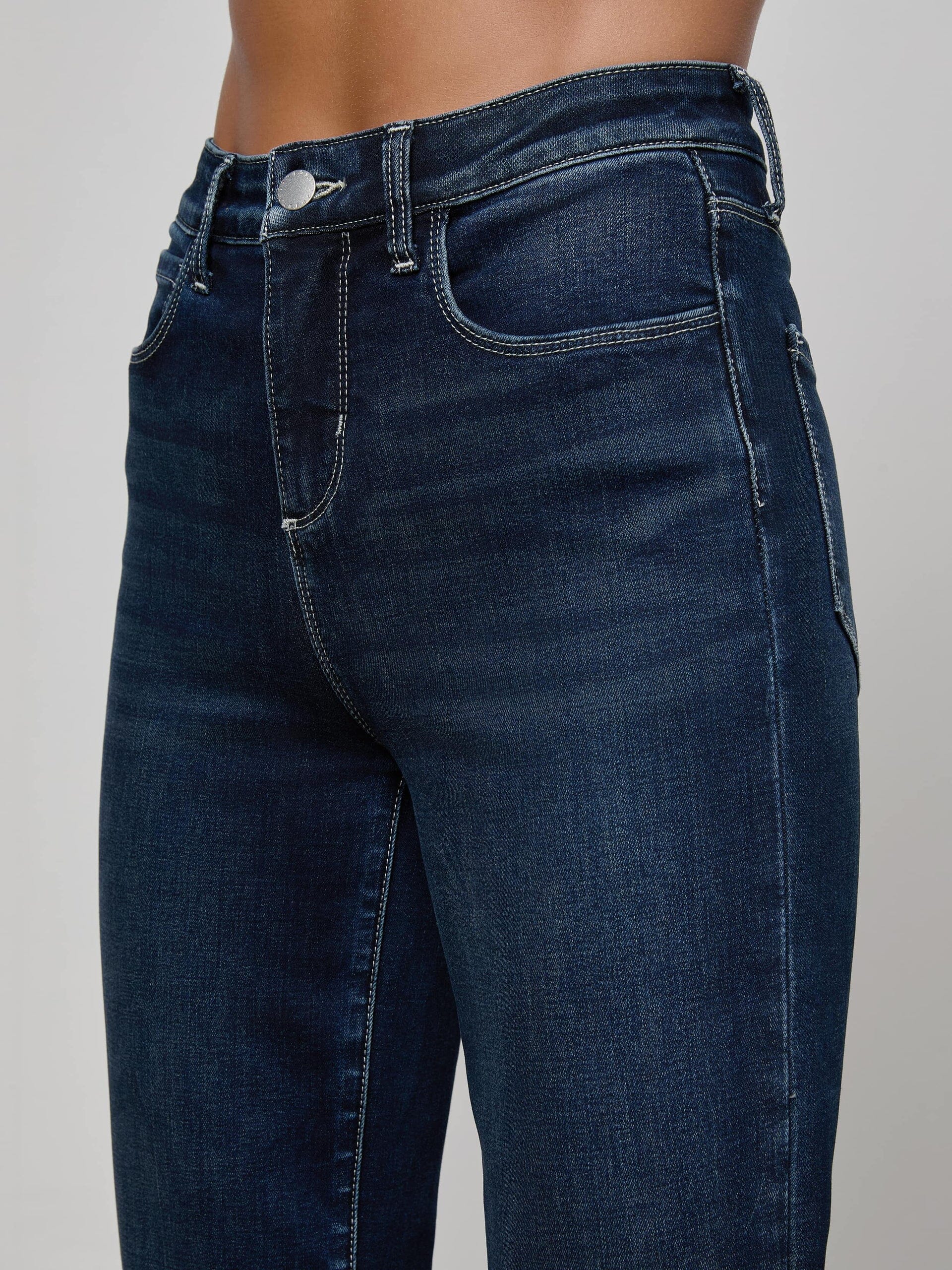 Kendra High Rise Crop Flare Jeans-Denim-Uniquities