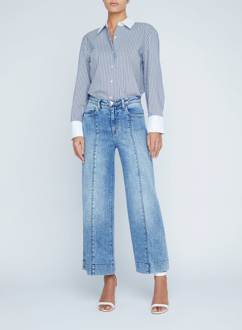 Houston High Rise Crop Seam Wide Leg Jeans-Denim-Uniquities